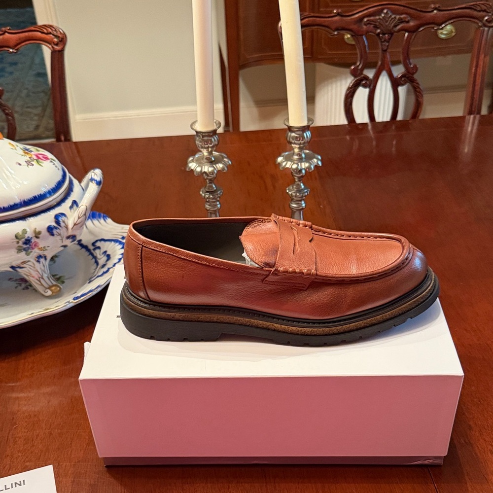 Pollini Men's Tan Leather Loafers